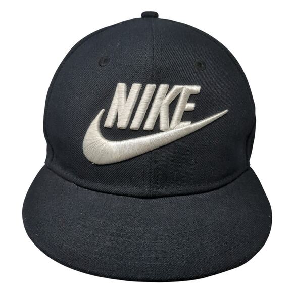 Nike True Snapback Hat Black One Size Big Swoosh Embroidered Outdoor - Picture 1 of 10